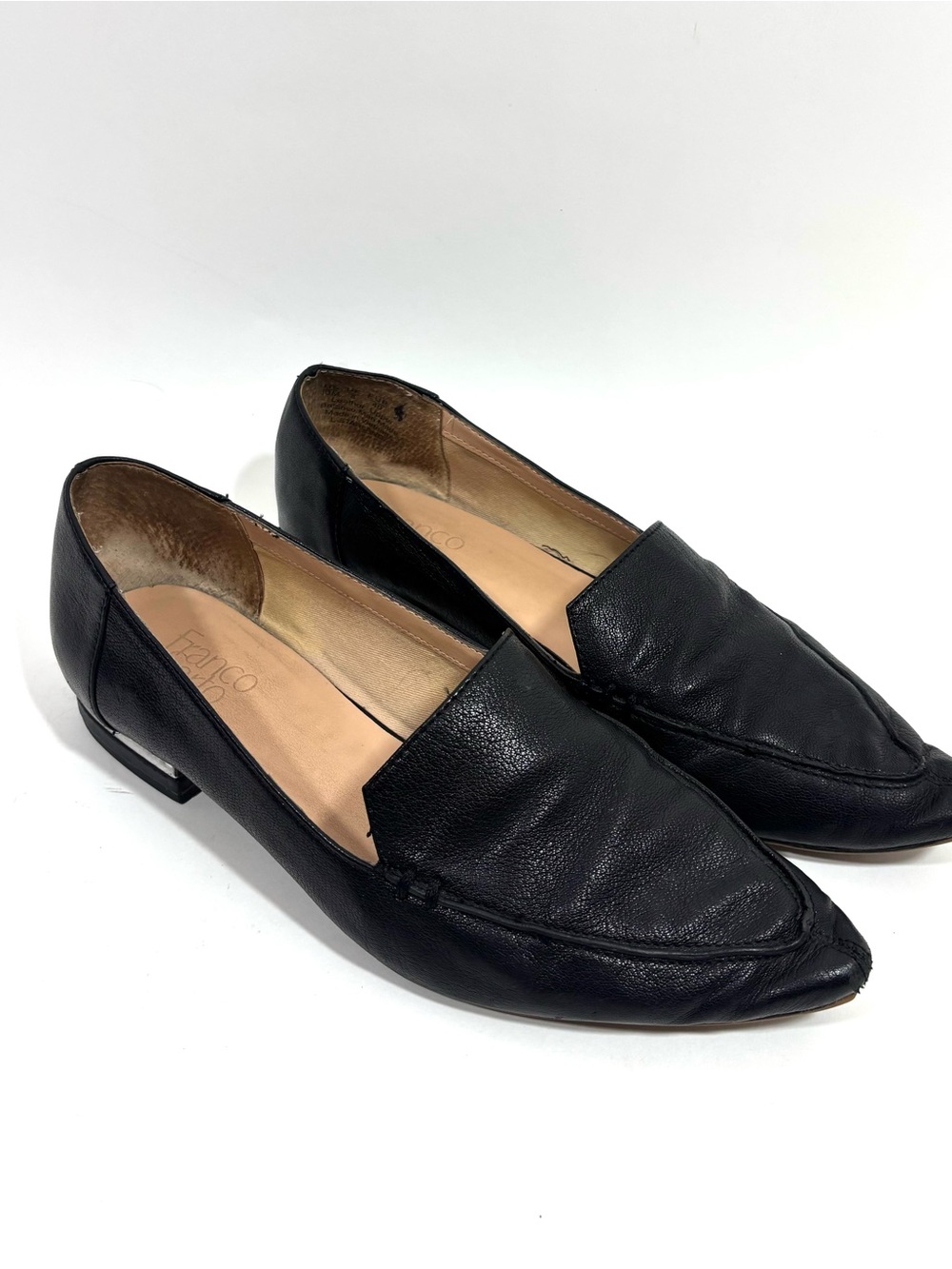Franco Sarto Starland Black Leather Pointed Toe Loafers Flats Women's Size 10M